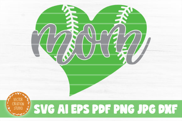 Mom Heart Softball SVG Cut File for Graphics and Crafts